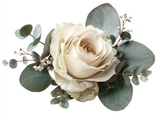 Rose with eucalyptus and baby's breath