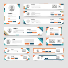 Set of Contact Information Website Header and Card