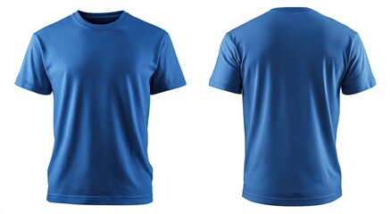 Front and back views of plain royal blue tee shirt