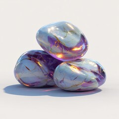 Stacked, polished stones w/ gold veins & purple hues