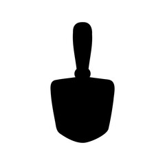 Obraz premium Black silhouette of a trowel for gardening against a white background