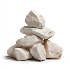 Stack of textured white rocks, pyramid shape