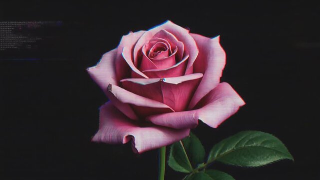 Glowing Pink Rose with Distortion Effects
