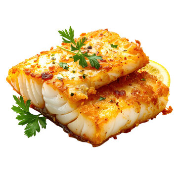 Mediterranean fried fish appetizer isolated on a white background for culinary website illustrations