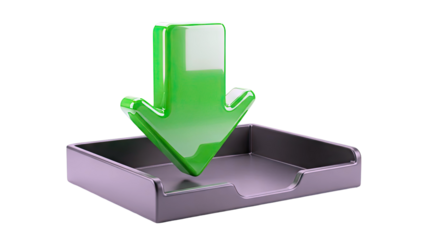Green Download Arrow Icon in a Black Tray
