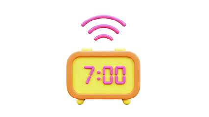 3D Cartoon Alarm Clock Ringing at 7:00