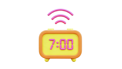3D Cartoon Alarm Clock Ringing at 7:00