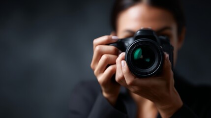portrait of a photographer holding his camera