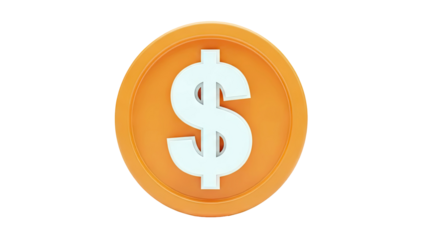 3D Render of a Coin with Dollar Symbol