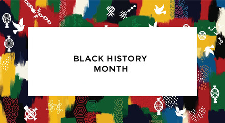 Hand drawn flat black history month set social media posts