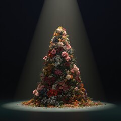 Floral cone under spotlight, soft focus