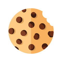 Fototapeta premium Chocolate Chip Cookie Vector Clipart Flat Icon for Bakery and Dessert Design
