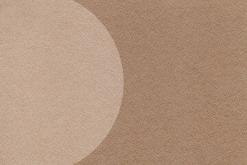 Brown paper texture background with beige semicircle and copy space for banner, presentation, template