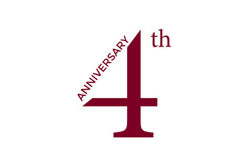 Obraz premium 4th anniversary celebrations in red on a white background