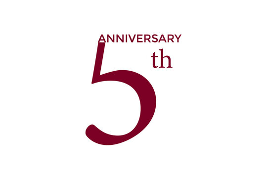 5th anniversary celebrations in red on a white background
