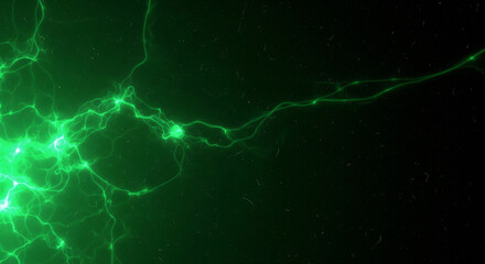 Vibrant green neon light trails on dark background creating dynamic energy