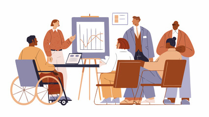 Fototapeta premium Diverse team collaborating on business presentation with graph