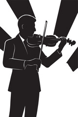 Violin player silhouette with elegant posture.