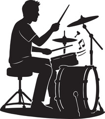 Drum set silhouette with musician