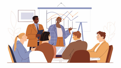 Diverse team engaged in business presentation