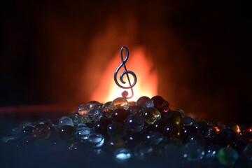 Music Concept Musical Symbol Treble Clef Stainless Steel Miniature with Colorful Toned Light