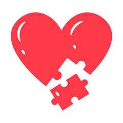 Vector Illustration of a Broken Heart Puzzle Concept
