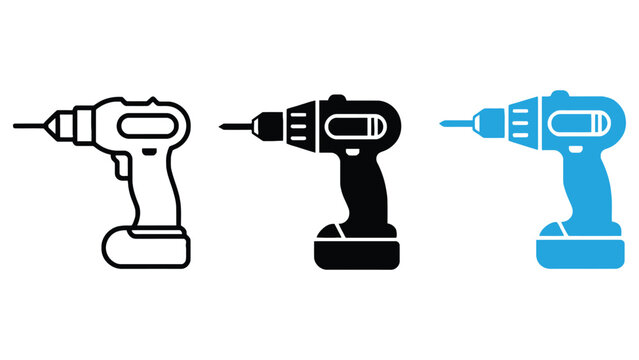 Three colorful drill icons on a clean white background