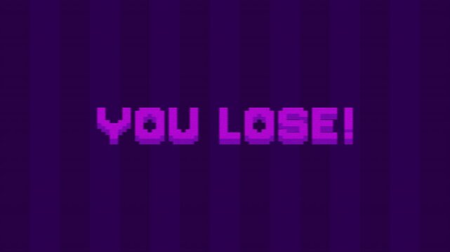 'You Lose' Text Retro 8 Bit Video Game Screen Footage