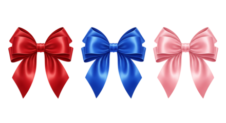 Satin ribbons bow, isolated on transparent background