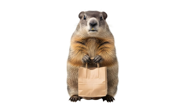 Groundhog day isolated woodchuck on transparent background