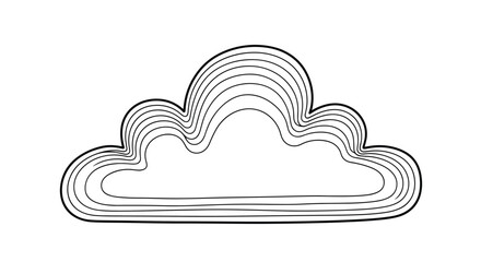 Fototapeta premium Stylized black and white line art illustration of a cloud shape featuring multiple internal concentric outlines for a modern minimalist design.