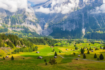 View of Grindelwald valley in Bernese Oberland, Switzerland © olyasolod