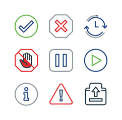 Set of various icons representing common actions and symbols