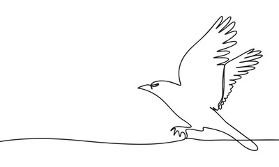 Obraz premium Continuous Line Art of a Bird in Flight