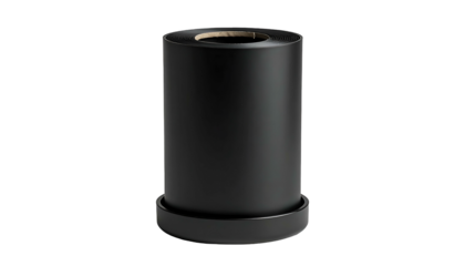 Sleek, matte black cylindrical waste receptacle with a round base and an open top