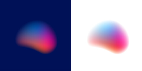 Obraz premium A glowing abstract gradient circle carries liquid neon colors, scattered blot drops shimmer. Circular form and balanced shape define the orb. Vector png banner icon.