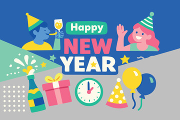 Naklejka premium Happy new year illustration art work