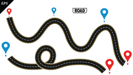 Obraz premium Empty highway asphalt road texture, Ariel View Road, Empty highway black asphalt road with dividing lines, Top view, Vector Illustration, clear dividing lane lines on a smooth dark road surface
