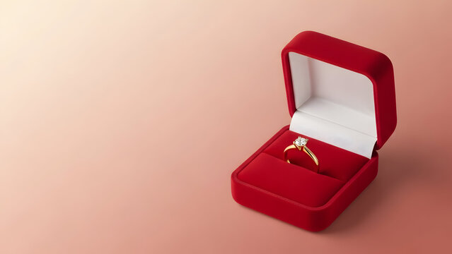 Valentine's day proposal gift idea diamond ring in red velvet box