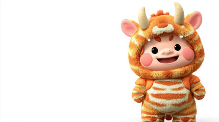 子供が鬼のぬいぐるみを着て笑っている可愛い３DCG画像