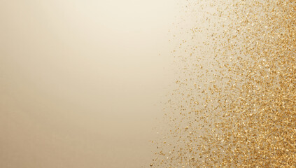 Gold glitter cascade on beige background, festive elegant sparkle, celebratory mood