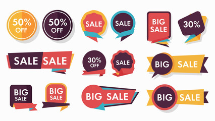 Vector Set of Colorful Sale Tags and Banners