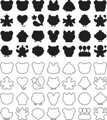 Fototapeta premium Collection of cute animal and object silhouettes for design