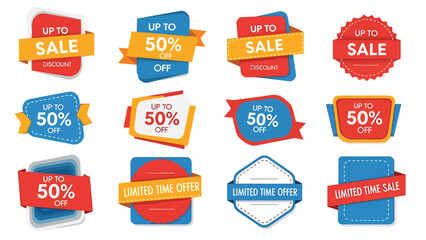 Fototapeta premium Assorted Sale Badges and Ribbons with Discounts