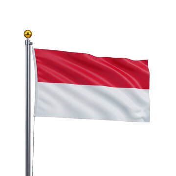 Indonesian flag on pole isolated on transparent background	