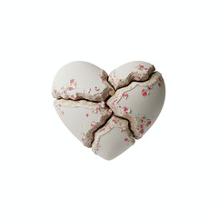 Romantic Valentine illustration of a broken heart made as a symbolic holiday decoration for a wedding card design