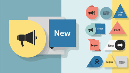 New Product Promotion Icons and Stickers Set