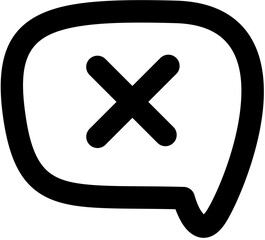 Obraz premium Conceptual icon of a speech bubble with an 'X' mark, symbolizing communication failure, message rejection, or error notification in digital interfaces and applications