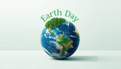 Earth Day globe with lush forest canopy and gentle optimism