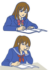 勉強する女子高生　ai